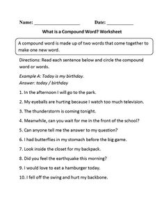 worksheet for compound words