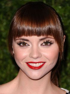 The Best (and Worst) Bangs for Round Face Shapes | The Skincare Edit Round Face Fringe, Full Fringe Hairstyles, Face Piercings, Christina Ricci