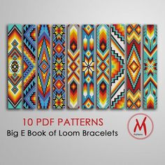 an image of a colorful pattern with the text 10 free patterns big book of loom bracelets