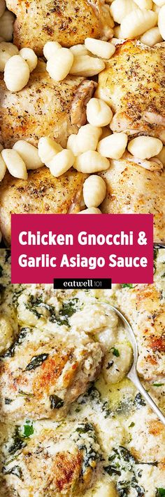 chicken gnocchi & garlic asigo sauce