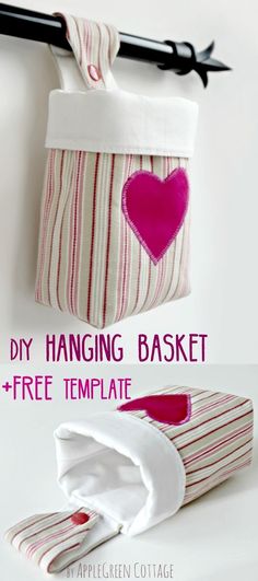 this is an easy diy hanging basket with free template for the heart on it