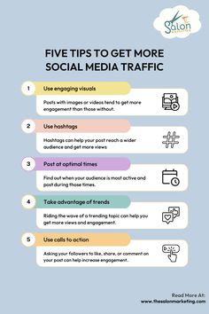 the five tips to get more social media traffic on pinterest info sheet, with text overlay