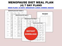 Menopause Diet Meal Plan -  Crafted with nutrient-rich foods, this meal plan supports your body's needs during menopause, offering a balanced approach to eating that can help alleviate common symptoms while promoting overall well-being. Made up of four-week plans: Breakfast, lunch, dinner, and snack ideas with corresponding recipes included. Printable and easy to use. Galveston diet friendly. What's Included: ✅ Four Weekly Meal Plans: Detailed breakfast, lunch, dinner, and snack ideas for each d Menu 1200 Calories Par Jour, Nutrient Rich Foods, Day Plan, Diet Meal Plans, Medical Advice, Diet Tips, Week Meal Plan, Meal Planner