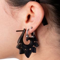 Shop our natural and hand-carved Ornamental Stirrup Hanger Earrings at PiercedOwl.com Dremel Earrings, Natural Materials, Hand Carved, Wood, Color