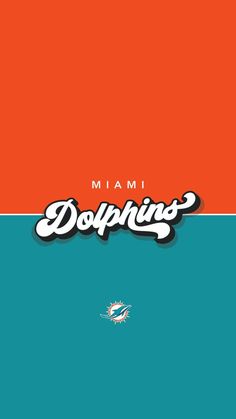 the miami dolphins logo on an orange and teal background with text that reads,