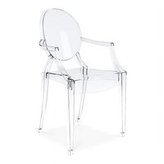 This Crystal Dining Chair is based on classical designs and is made from single-mold clear polycarbonate plastic. Whether positioned behind a desk, grouped around a modern-style dining table, or perched on a patio for open-air cocktails, this durable seat is sure to draw attention from any crowd. Features: Material: Acrylic Finish: Clear This crystal clear ghost style plastic modern dining chair is based on classical designs and is made from single-mold clear polycarbonate plastic. The clear pla Lucite Chairs, Bubble Chair, Ghost Chairs, Leather Dining, Furniture Dining Chairs, Modern Dining Chairs, Dining Arm Chair, Modern Branding, Side Chairs Dining