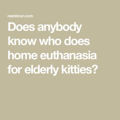 Does anybody know who does home euthanasia for elderly kitties? Kitty