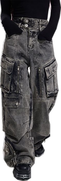 Acid Wash Denim Mid-rise Bottoms, Baggy Urban Jeans With Pockets, Urban Washed Mid-rise Jeans, Grunge Straight Leg Cargo Jeans, Grunge High-rise Denim Blue Cargo Jeans, Baggy Grunge Jeans With Cargo Pockets, High Rise Denim Blue Grunge Cargo Jeans, High Rise Grunge Cargo Jeans In Denim Blue, Urban High Rise Washed Jeans