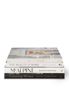 three books stacked on top of each other in front of a white background with the title'the beauty of home '