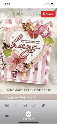 a handmade valentine's card with flowers on it