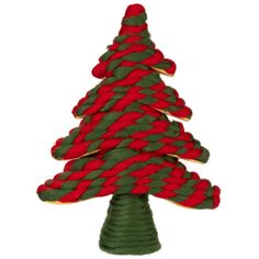 a red and green christmas tree made out of rope