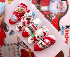 Fake Nails Designs, Peach Nails, Manicure Tips, Girly Acrylic Nails, Xmas Nails, Christmas Nail Art, Disney Wallpaper, Winter Nails, Christmas Nails