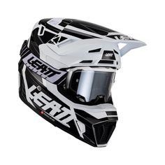 a white and black motorcycle helmet on a white background with the words team gear printed on it