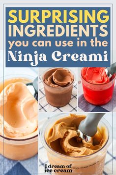 the cover of an ice cream book with pictures of different types of ice creams