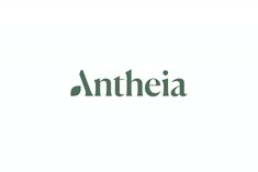 the logo for antheia is shown in green and black on a white background