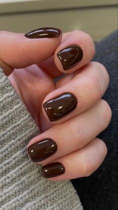 Short Chocolate Nails, Brown Gel Manicure, Simple Jelly Nails, Hot Chocolate Nails, Espresso Nails, Chocolate Brown Nails, Dark Brown Nails, Chocolate Nails, Ballet Nails