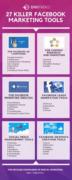 a purple and white flyer with the words killer facebook marketing tools