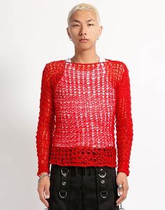 TRIPP NYC - HOLY PUNK SWEATER RED Punk Sweater, Chain Pants, Tripp Nyc, Red Sweater, Small Hands, Red Sweaters, Layering Pieces, Punk Rock, Layering