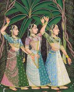 Mughal Miniature Paintings, Forest Glade, Rajasthani Painting, Indian Traditional Paintings, Indian Miniature, Mughal Art Paintings, Rajasthani Art, South Asian Art, Mughal Art