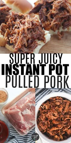 super juicy instant pot pulled pork is the perfect appetizer to serve on hot dogs or sandwiches