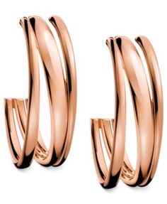 Calvin Klein Rose Gold-Tone PVD Multi-Row Hoop Earrings | macys.com Cherry Soda, Gorgeous Necklaces, The Row, Beautiful Jewelry, Not Available