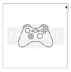 a black and white drawing of a video game controller