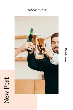 two men toasting with beer in their hands