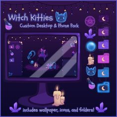 witch kitties custom desktop and phone pack