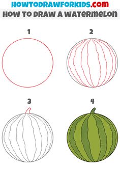 how to draw a watermelon step by step instructions for kids and beginners