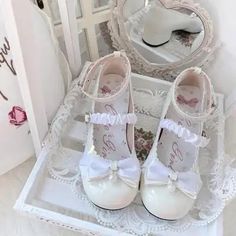 LBSFY - Japanese Style Lolita Cosplay Shoes Sweet Victorian Girl Elegant Tea Party Princess Round Head Bow Pearl Lace Middle Heel Shoes Tea Party Princess, Elegant Tea Party, Sport Slippers, Plaid Shoes, Summer High Heels, Princess Tea Party, Pearl Lace, Cosplay Shoes, Pearl And Lace