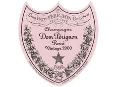 the label for champagne dom perigoon rose vintage, which is pink and black