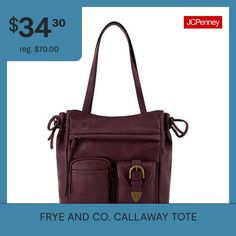 This Frye and Co. Callaway tote for women combines heritage styling with a contemporary finish. Made from smooth faux leather with a snap closure, this large bag features multiple interior compartments and pockets to stow your phone and small essentials, as well as bronze-tone hardware details. Enjoy carrying the bag from the top handles or wear it on your shoulders for work or weekend outings.Features: Accessory PocketClosure Type: SnapPockets: 2 Front Zip PocketsMetal Color: Bronze ToneMeasur… Handbags Tote, Heritage Fashion, Color Bronze, Red One, Large Bag, Tote Handbags, Snap Closure, Tote Bags, The Bag