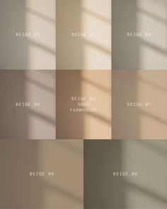 four different shades of beige and white are shown in the same color scheme, each with their own shadow