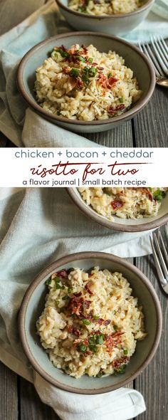 chicken and bacon - cheddar risotto for two is a flavorful, small batch recipe