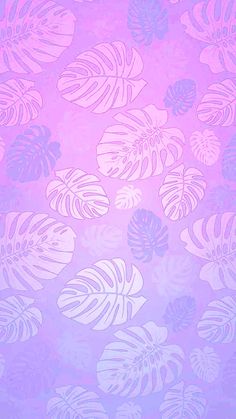 a pink and blue background with white leaves