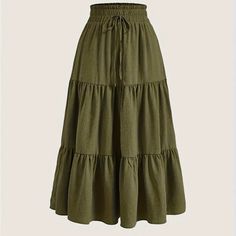 Feel Free To Ask Any Questions Midi Skirt Casual, Ruffle Hem Skirt, Tiered Midi Skirt, Spring Skirts, Pretty Clothes, Formal Dresses For Women, Plus Size Kleidung, Summer Skirts, Tier Skirt