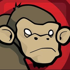 a monkey with an angry look on it's face in front of a red background