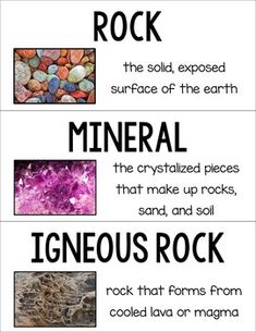 rocks and their names are labeled in this poster