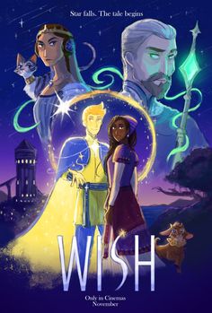 the movie poster for wish with two people standing next to each other