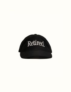 Retired Hat Black (SP 24) Luxury Streetwear Hat With Curved Bill, Modern Fitted Luxury Hat, Modern Luxury Fitted Hat, Luxury Classic Hats With Embroidered Logo, Luxury Fitted Modern Hat, Luxury Streetwear Hats With Embroidered Logo, Luxury Six-panel Hats For Streetwear, Luxury Men's Streetwear Hats, Hats Widgets