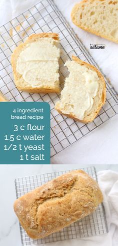 an image of bread with cream cheese on it and instructions for how to bake