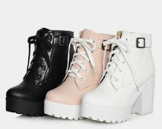 Buckle Ankle Boots, Womens Chunky Heels, Faux Leather Boots, Platform Heels Chunky, Buckle Shoes