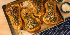 baked stuffed butternut squash with parmesan cheese and herbs