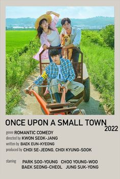 the movie poster for once upon a small town, featuring two people in a wagon