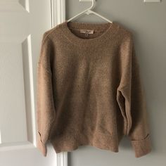 New With Tags, Perfect Condition Brown Crew Neck Sweater, Cozy Brown Crew Neck Sweater, Affordable Vintage Brown Sweater, Cozy Brown Knit V-neck Sweater, Brown Textured Knit V-neck Sweater, Brown Knit Sweater, Small Sweater, Classic Sweater, Brown Sweater