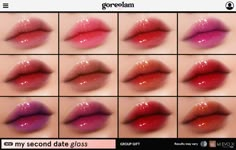 multiple images of various lipsticks with different colors and shapes, all showing the same lip color