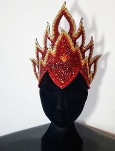 Flame Headpiece, Fire Queen Costume, Fire Headdress, Fire Headpiece, Fire Headband, Fire Crown, Phoenix Costume, Fire Costume, Cardboard Costume