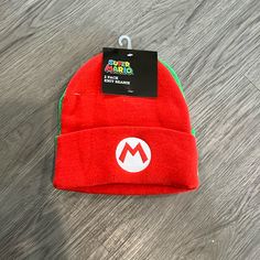 Official Mario Bris Headwear Mario Hat, Machine Knitting, Knit Beanie, Super Mario, 2 Pack, Red Green, Accessories Hats, Mario, Mens Accessories