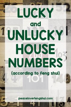 the words lucky and unlucky house numbers are surrounded by letters that spell out