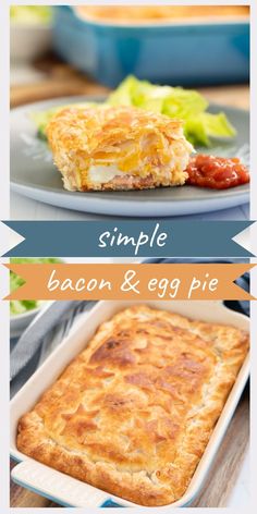 two different views of bacon and egg pies with text overlay that reads simple bacon & egg pie